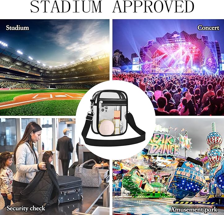 USPECLARE Clear Purse Stadium Transparent Messenger Bag Stadium Approved for Men and Women Clear CrossBody Bag