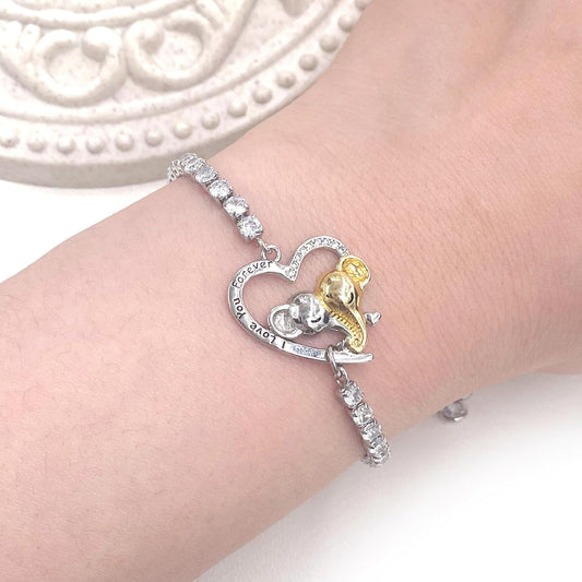 Elegant Elephant Bracelet,Personalized Cute Heart Elephant Wrist strap, Handmade Elephant Jewelry, Stylish Personalized Heart Elephant Slider Bracelets, Brass Zircon,nice bag