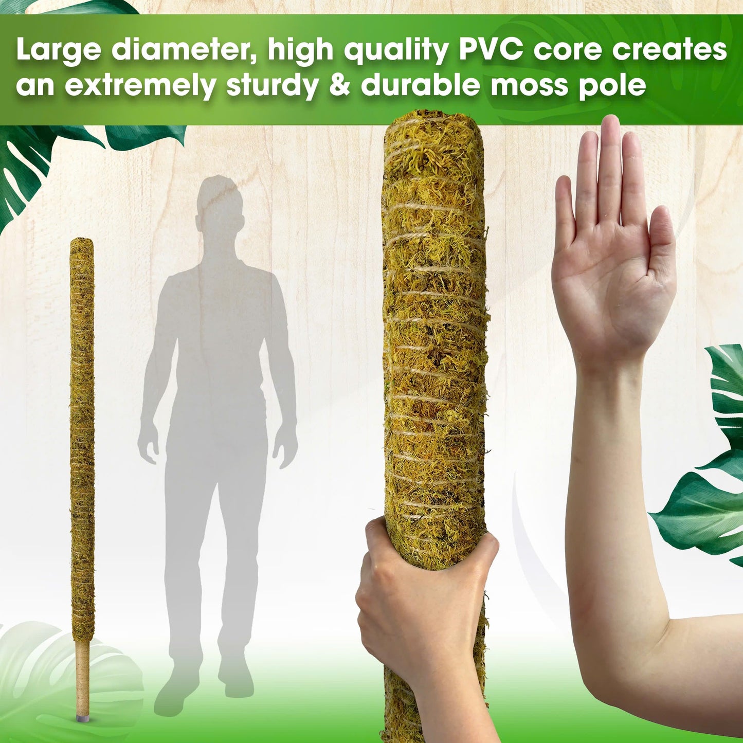 DUSPRO 59 Inches Non-Bendable Pole for Big Climbing Plants, Large Moss Pole for Monstera, Indoor Plant Stakes, Support (1pc., 59'')
