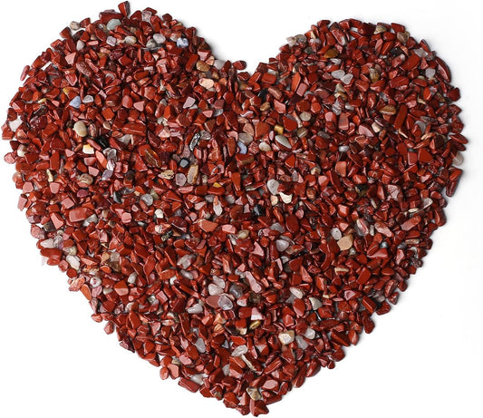 LAIDANLA Red Jasper Crushed Stone Crystal Chips Bulk Natural Gemstones Healing Reiki Crystals Mini Quartz Vase Filler Aquarium Gravel 0.55lb