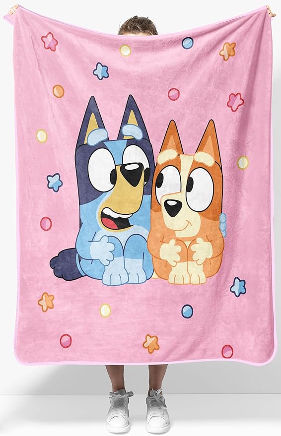 Jay Franco Kids Plush Throw Blanket â Soft & Comfy Throw for Couch or Bed â Cozy Home DÃ©cor for Living Room & Bedroom, Pink - Bluey, 40x50 - Travel Blanket