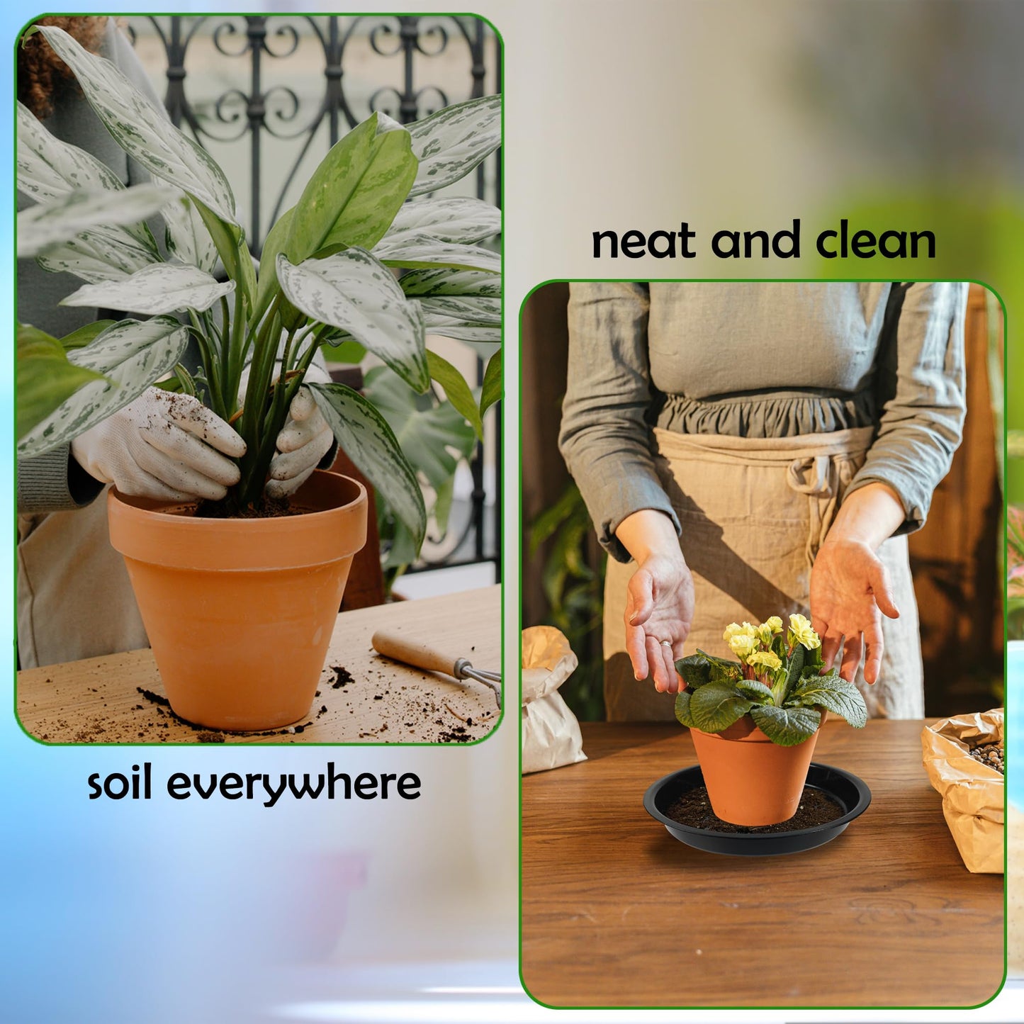 TNTIWQ 6 Pack 12 Inch Round Plant Saucers for Less 10 Inch Pot Indoors Outdoors Plant Trays for Pots Planter Saucer Plastic Drip Tray Planter Water Tray (Black, 11.8"(6pcs))"