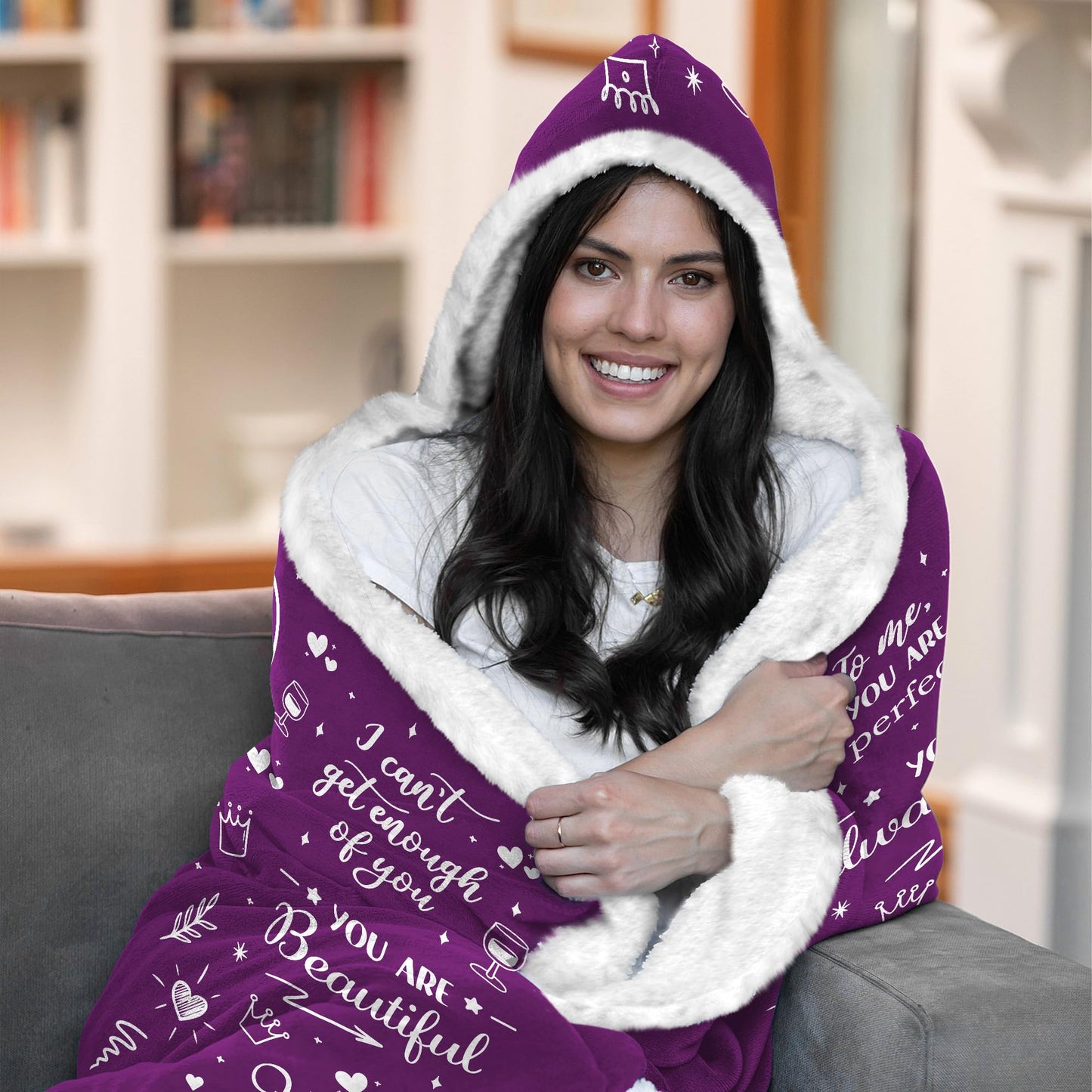 Wife Fleece Wearable Blanket Hoodie - Wife Gifts from Husband - Gifts for Wife for Christmas, Wife Birthday Gift Idea, Gifts for Her for Anniversary, Valentines Day Gifts for Her
