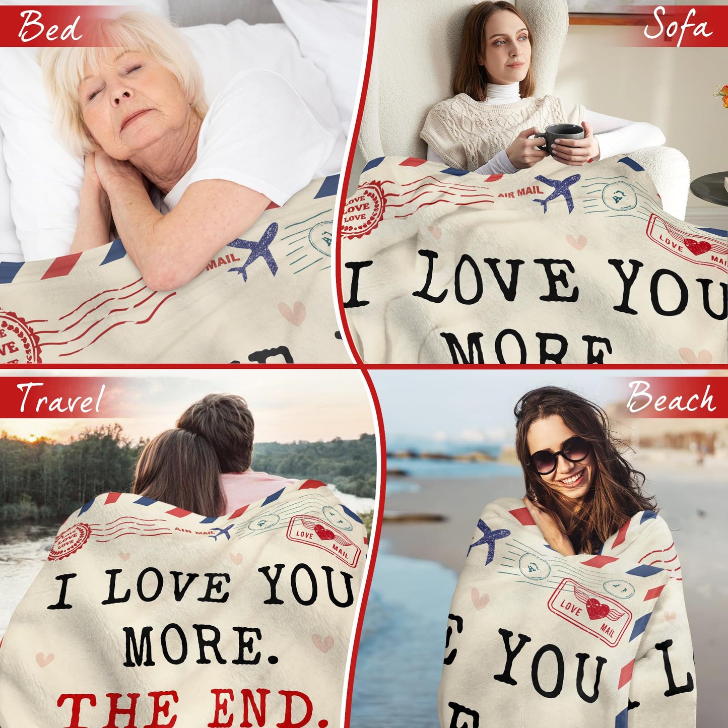 WRAPIX Anniversary Wedding Gifts for Women - I Love You More Soft Fleece Throw Blanket 60x80 in - Birthday Gifts for Girlfriend Boyfriend Him Her, Wife Husband Gift Ideas, Couple Blanket