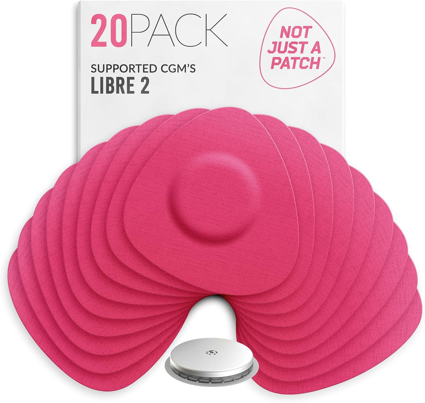 Not Just A Patch Freestyle Libre 2 Sensor Covers (20 Pack) Lingo CGM Patches for Freestyle Libre 2 - Water Resistant & Durable for 10-14 Days - Pink