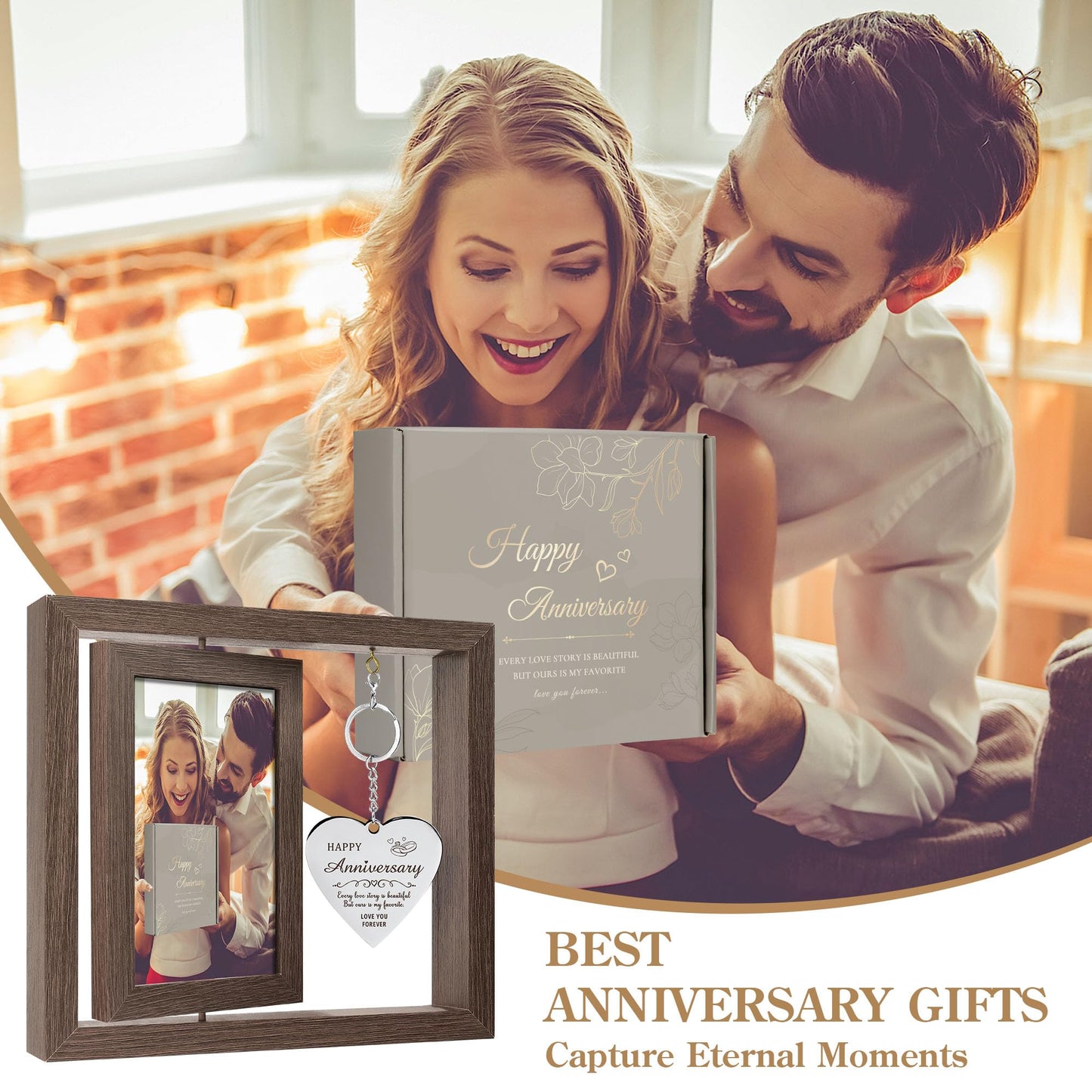 Happy Anniversary Picture Frame Gifts for Women Anniversary Wedding Frames for The Couple Wedding Gifts Anniversary Photo Frame Gift for Him Happy Aniversario Decorations Gift for Wife Girlfriend Her
