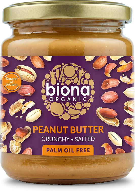 Biona Organic Peanut Butter Crunchy 250 g (Pack of 6)