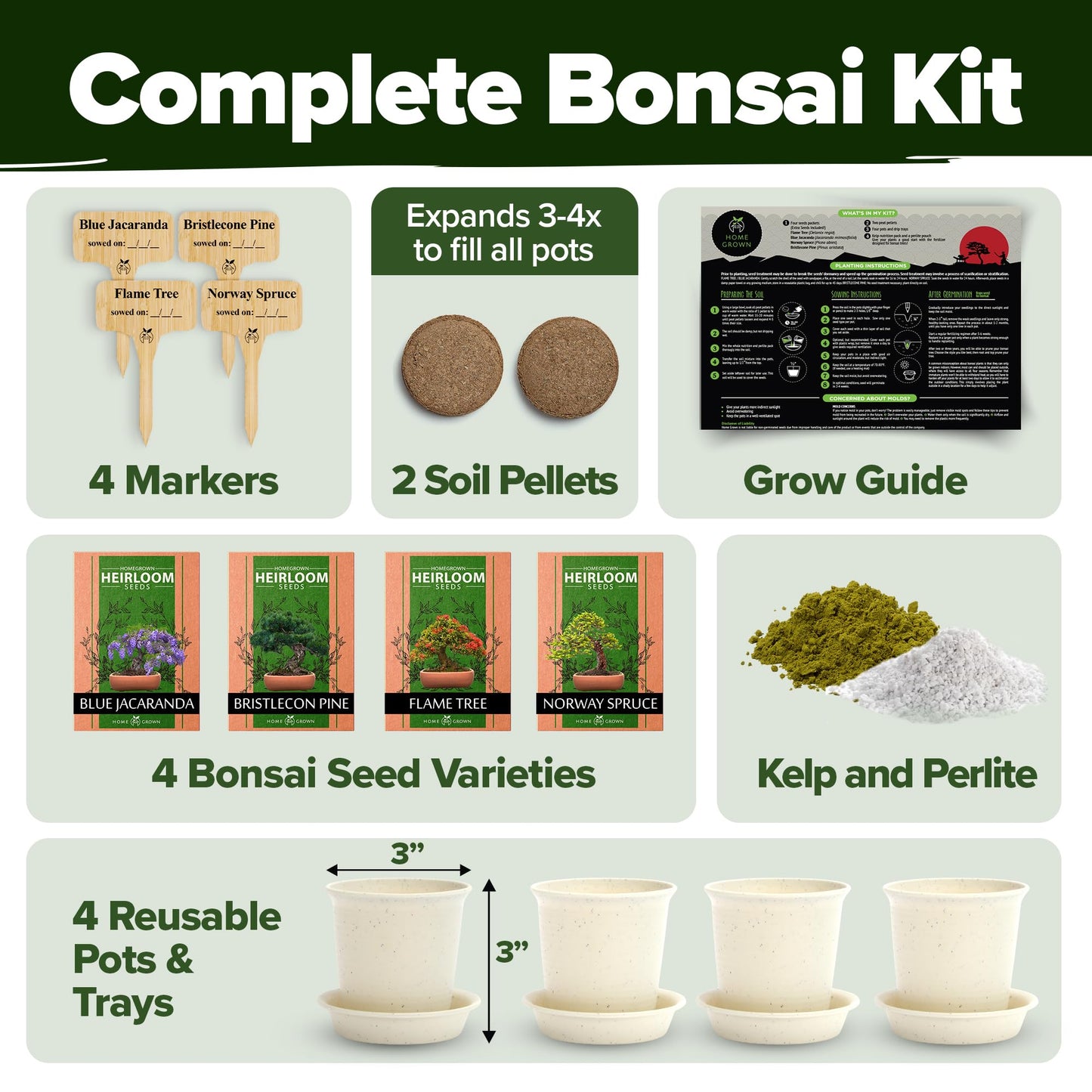 Bonsai Tree Kit - Gifts for Men & Women - Grow 4 Bonsai Trees - Unique Gardening Crafts for Adults, DIY Hobbies for Plant Lovers & Gardeners - Unusual Christmas Gift Ideas for Mom & Dad