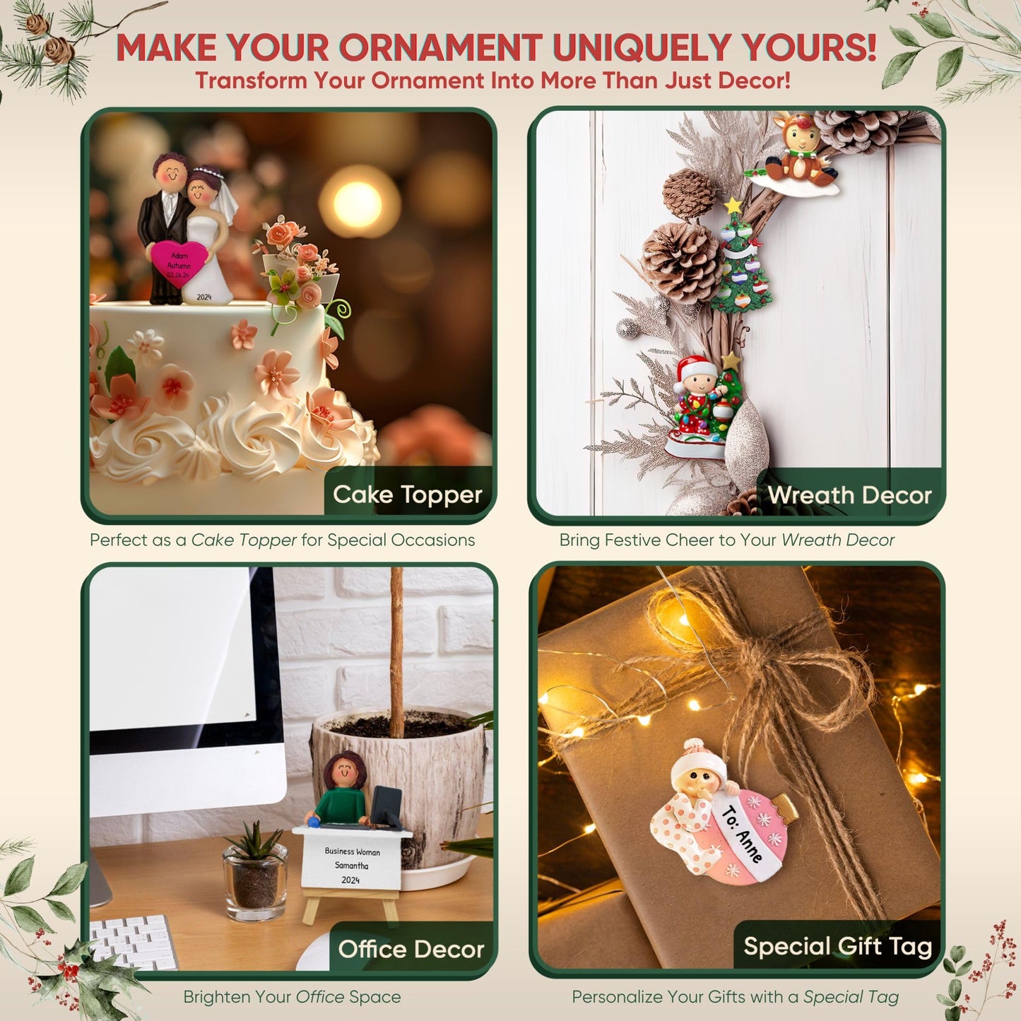 Personalized Couple Christmas Ornament 2025 | Custom Name & Year | 1st Married Ugly Sweater for Husband & Wife, Boyfriend & Girlfriend, Newlyweds, Family of 2 | Xmas Tree Decor Stocking