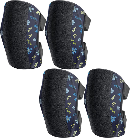2 Pack Garden Knee Pads for Women, Lightweight Waterproof KneePads for Gardening, Anti Slip Leather Foam Padding Kneeling Pads for Flooring and Carpet Cleaning, House work, Gardening Maintain, Knee Protector, Blue Flower