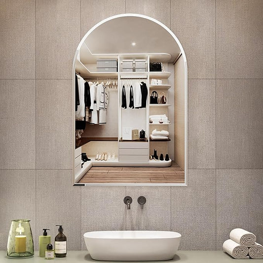 Arched Bathroom Mirror, 24X36 inch Arched Frameless Mirror, Arch Wall Mirrorï¼Frameless Mirrors for Bathroom,Beveled Bathroom Mirror.