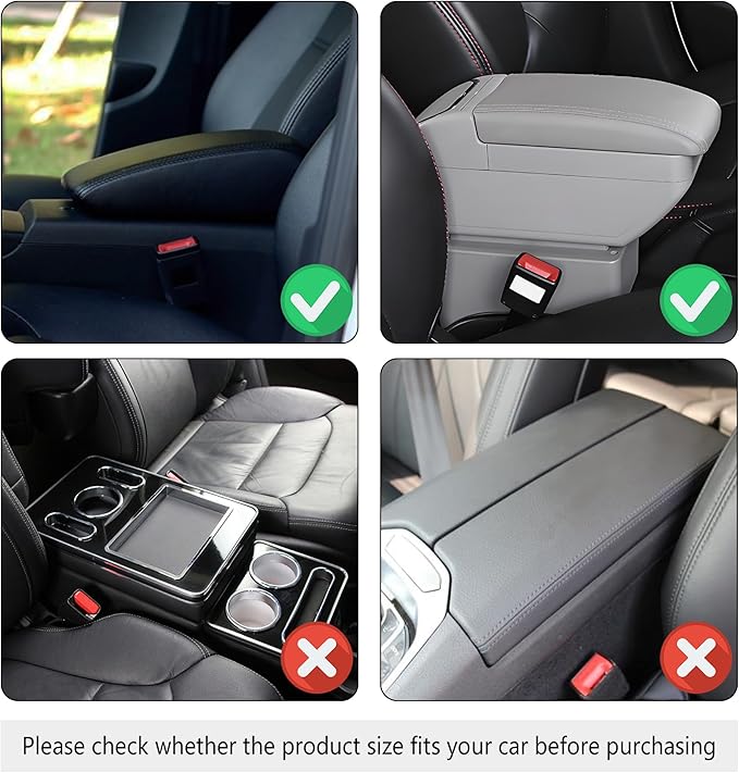 Stacool Upgraded Car Center Console Cover,Microfiber Leather Car Armrest Cover Cushion with 2 Storage Bags,Universal Car Armrest Storage Box (Pink)