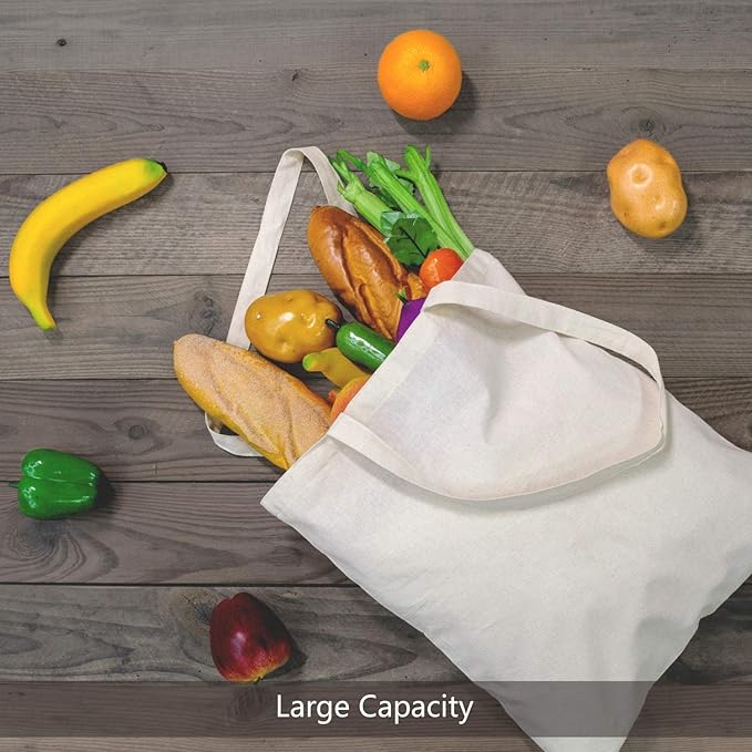 TOPDesign 1-Pack Economical Cotton Tote Bag, Lightweight Medium Reusable Grocery Shopping Cloth Bag, Suitable for DIY, Advertising, Promotion, Gift, Activity