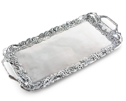 Arthur Court Designs Metal Aluminum Grape Decorative Serve Ware Serving Tray/Platter 21 inch x 10 inch