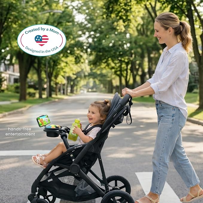 Swanoo Universal Stroller Snack Tray with Phone Holder | Compatible with Nuna Mockingbird Bugaboo Uppababy | Stroller Bumper Bar Tray Attachment | Baby Toddler Disneyland -Single Pack