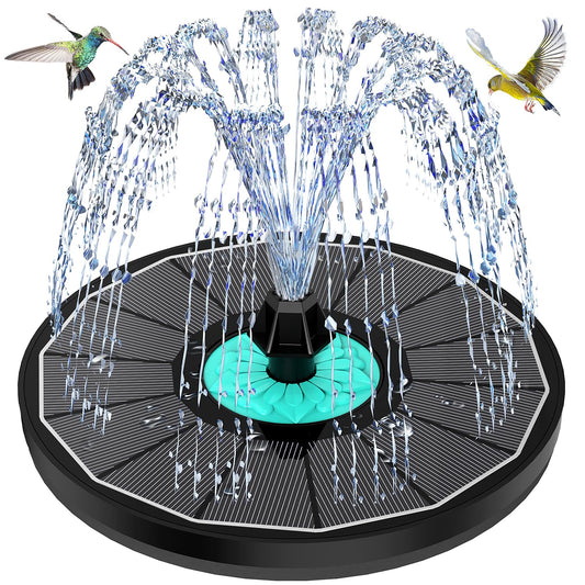 GAIZERL Solar Fountain Cyan Flower, Upgrade 3.5W Solar Bird Bath Fountains, Solar Powered Water Fountain with 7 Nozzles, 4 Fixed Pipes for Hummingbirds, Bird Bath, Garden, Pool, and Pond