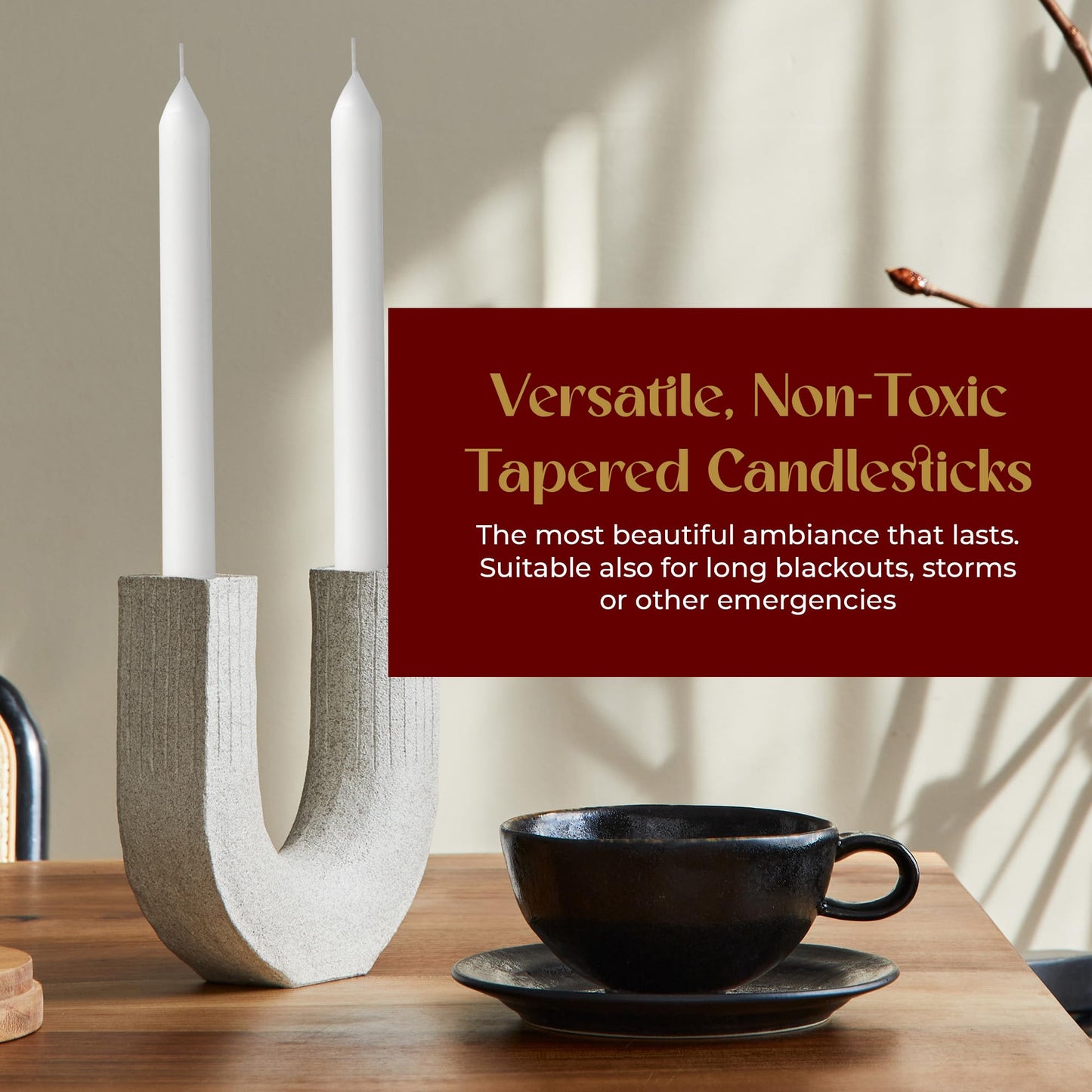 Lerner White Household Candlesticks, Pack of 72 | 3-Hour Burning Time | 4 Inch Tall Dinner Candles | 100% Dripless | Shabbat Candles | Candlesticks for Holidays, Churches, Décor, Emergencies