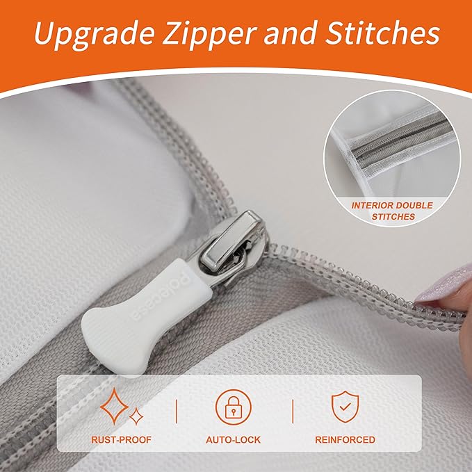 Polecasa 3Pcs Extra Durable Mesh Laundry Bags with Sturdy Zipper for Delicates 16 x 20 Inches(3 Large)