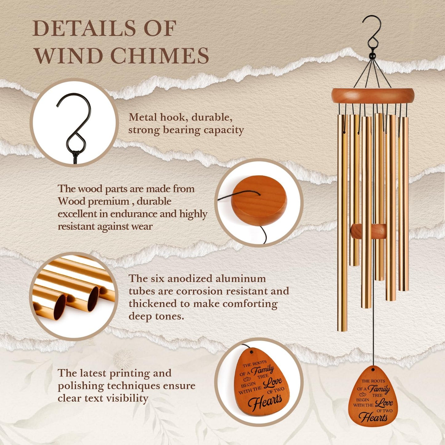 25th Wedding Anniversary Wind Chime, Happy 25th Anniversary Romantic Gifts for Couple, Parents, Wife, Husband, Friends, Sliver Wedding Anniversary's Keepsake Gifts Ideas