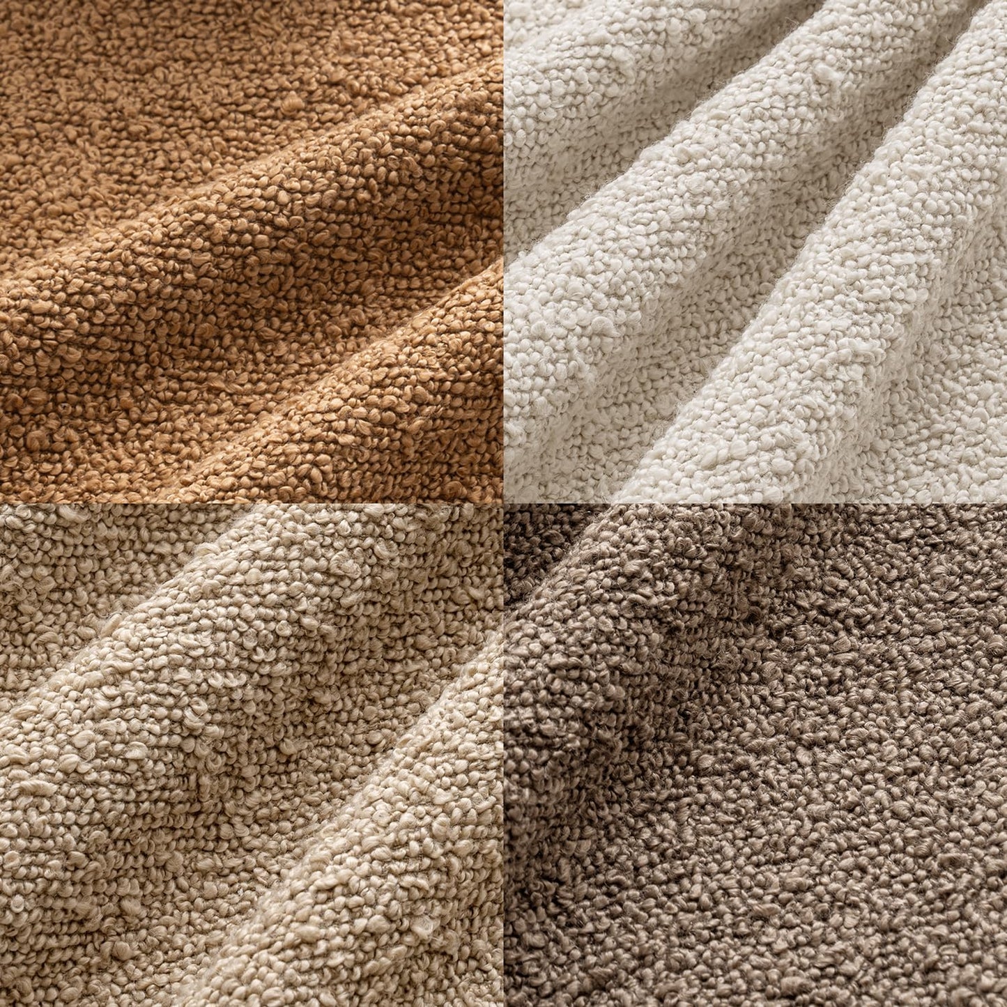 MIULEE Pack of 4 Decorative Textured Boucle Throw Pillow Covers 18x18 Inch Neutral Brown Accent Solid Pillow Cases Couch Cushion Covers for Fall Modern Farmhouse Boho Chair Sofa Bed Room Home Decor