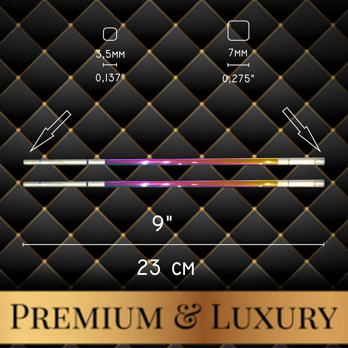 Albino Monkey Reusable Chopsticks - Extra Long 9" - 5 Pairs per Pack - Made of Food-Safe Stainless Steel - Holographic Design - Asian Dining Utensils for Home Kitchen & Restaurants - Nice Giftable Box