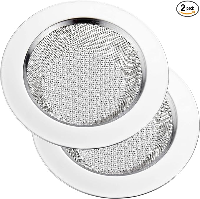 LASSHSWA 2 PCS Kitchen Sink Strainer Stainless Steel, Kitchen Sink Drain Strainerï¼ Sink Strainers with Large Wide Rim 4.5" Diameter for Kitchen Sinks