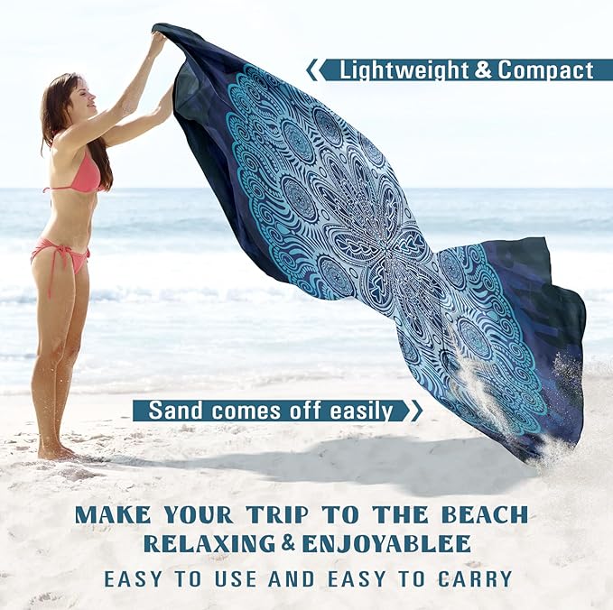 Famstar Beach Blanket Sandproof Waterproof 78''×81'' 1-5 Adults Oversized,Compact Lightweight Durable Beach Mat for Travel Camping Hiking Picnic Blanket