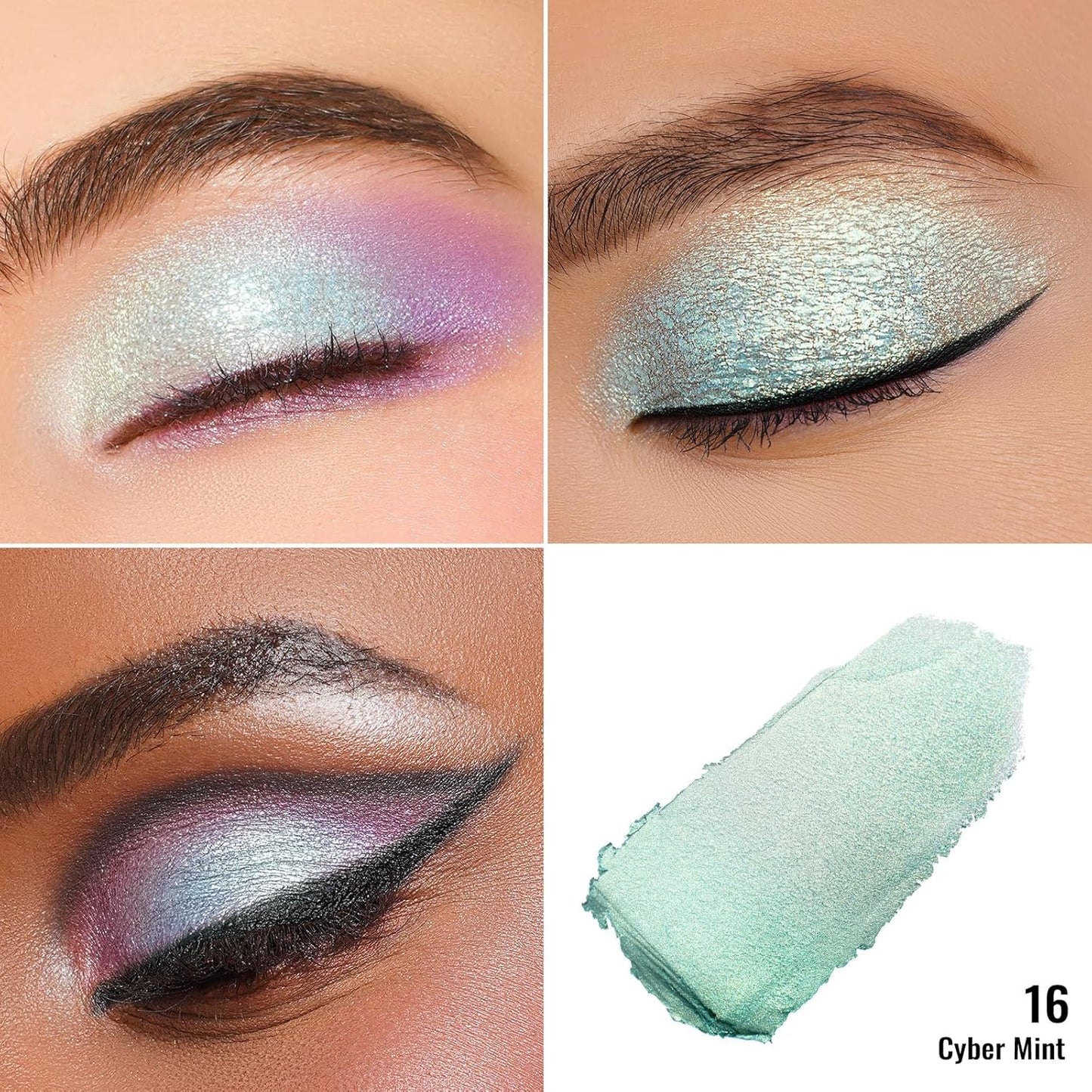 Oulac Green Cream Eyeshadow-Eyeshadow Prime| as Highlighter Large Capacity Highly Pigmented Eye Shadow Waterproof &Long Lasting with Moisturizing Formula, Shimmer Glitter Eye Makeup. 6g.(16)