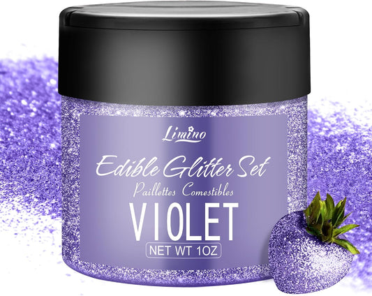 Edible Glitter - 30g Edible Luster Dust Metallic Food Grade Coloring Glitter for Drinks, Cake Decorating, Baking - Edible Dust Powder Shimmer Sprinkle Powder for Icing, Cocktail, Wine, Candy (Violet)