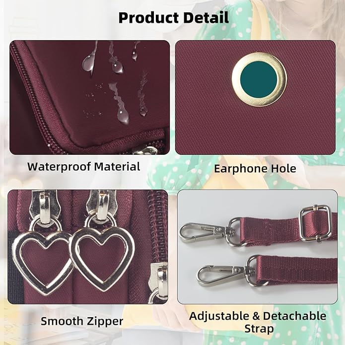 JANKS Small Crossbody Bag for Women - Mini Phone Purses with Crossbody Strap and Wallet - Nylon Arm Bag