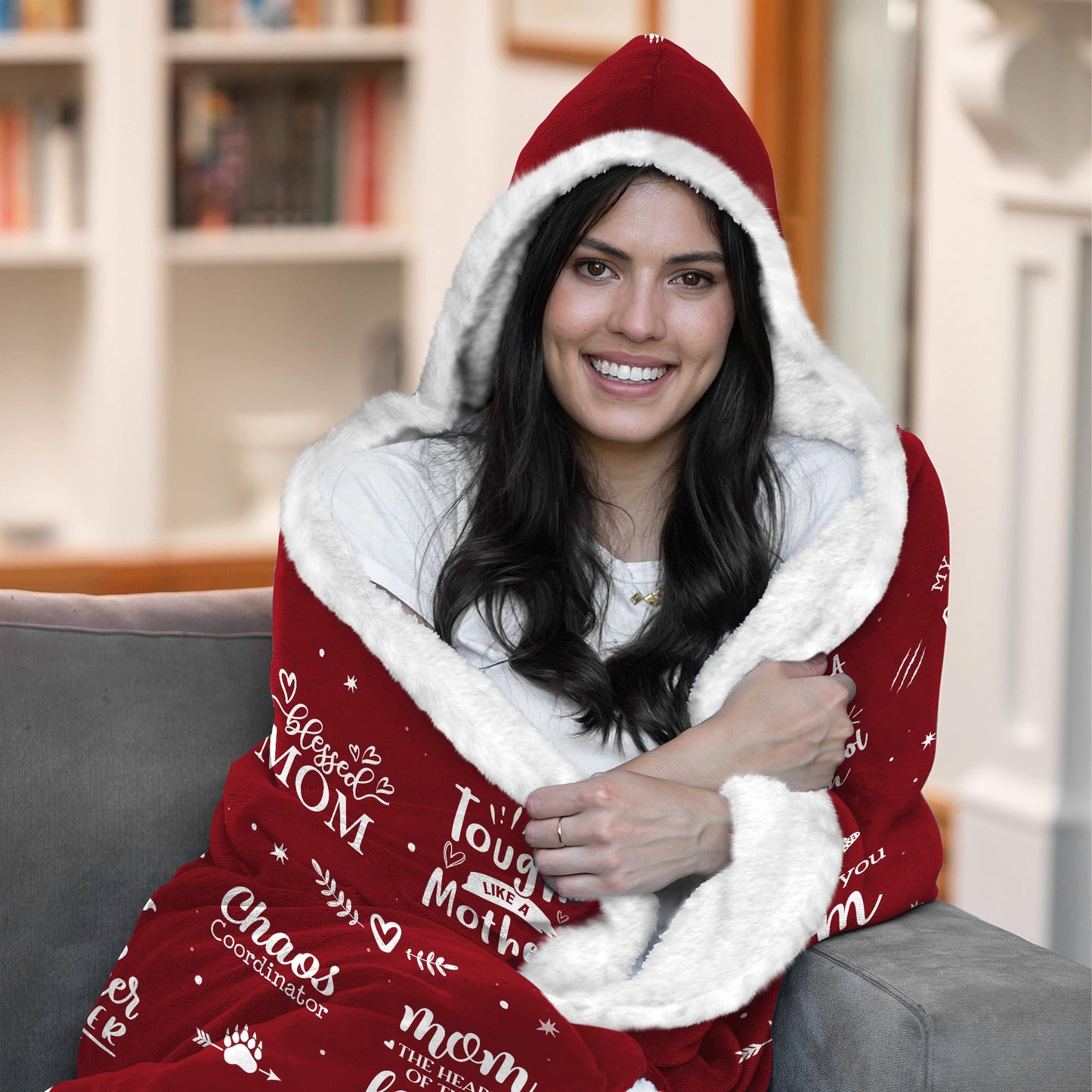Mama Bear Wearable Hooded Blanket for Mom - Mom Gifts from Daughter Son - Christmas Birthday Gifts for Wife from Husband