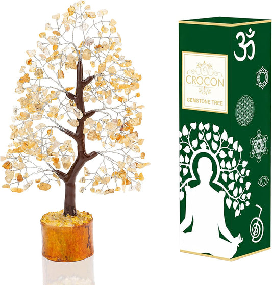 Crocon® Citrine Birthday Gifts for Women, Men & Friends | Tree of Life Crystals and Healing Stones, Home & Office Decor, Gemstones Money Tree, Women Gift Ideas | House Warming Gifts New Home for Mom
