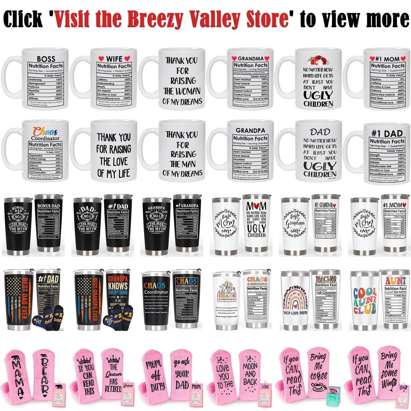 Breezy Valley Best Mom Dad Gift Set, Mom and Dad Coffee Mugs, Fathers Mothers Day Gifts for Parents Birthday Gifts from daughter Son, Anniversary Present for Parents