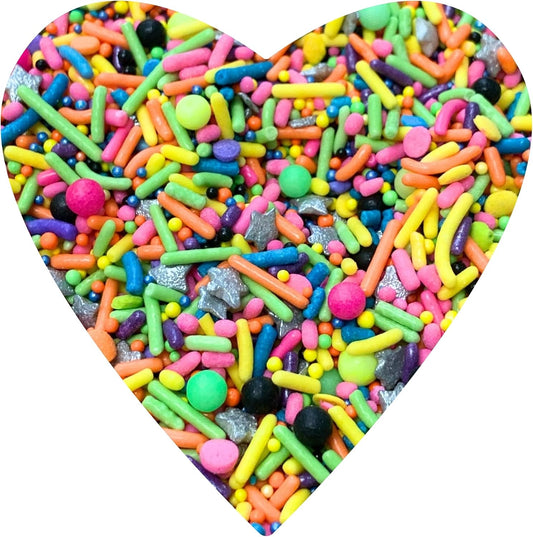 COOL MOM SPRINKLES Retro Neon 90's Sprinkles (4 oz.) – Themed Birthday Sprinkles for Decorating Cakes, Cupcakes, Cookies & Desserts – Glow Under UV Light - Mixed in the USA/Gluten-Free