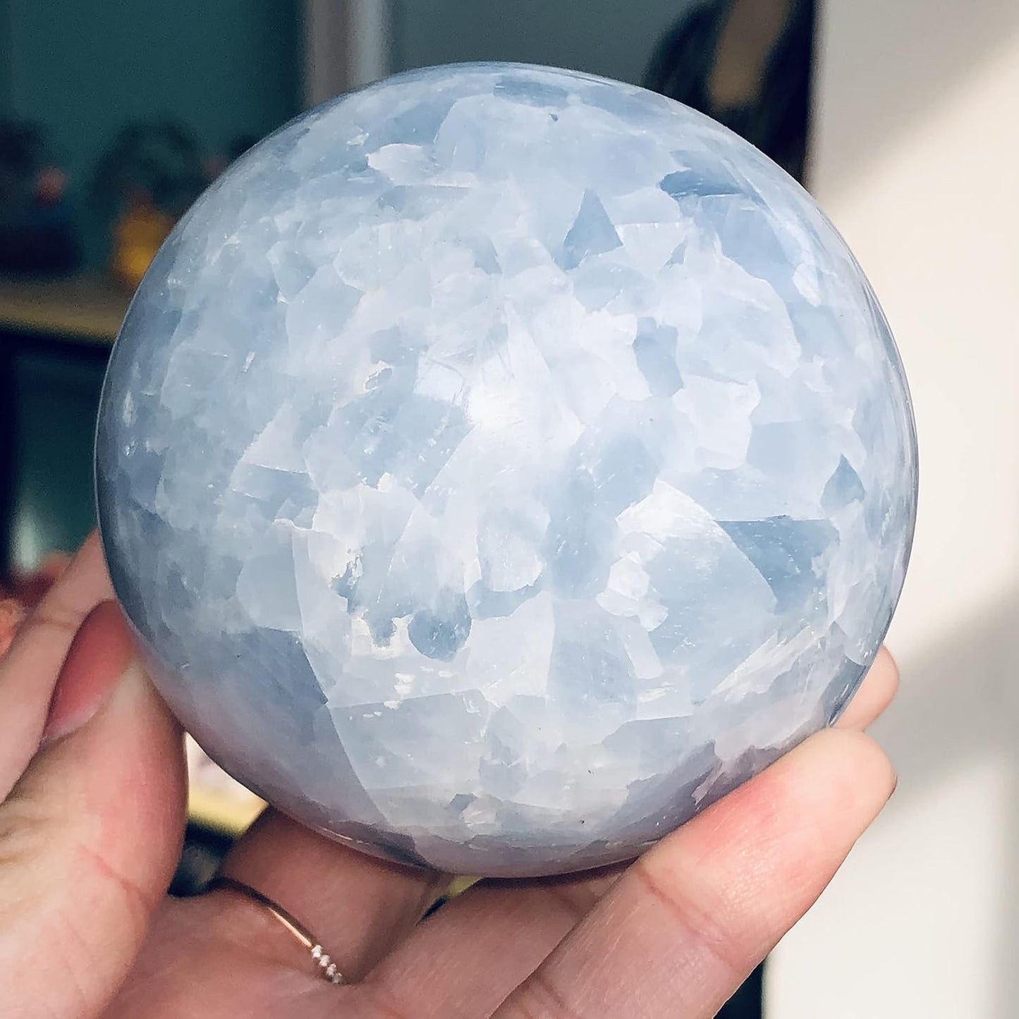Crystal Healing Meditation Decoration Natural Lapis Lazuli Crystal Sphere Ball Gemstone Great for Meditation Home Decoration Chakra Reiki Stone Home Decor Beautiful Gifts (Size : 45-50MM)