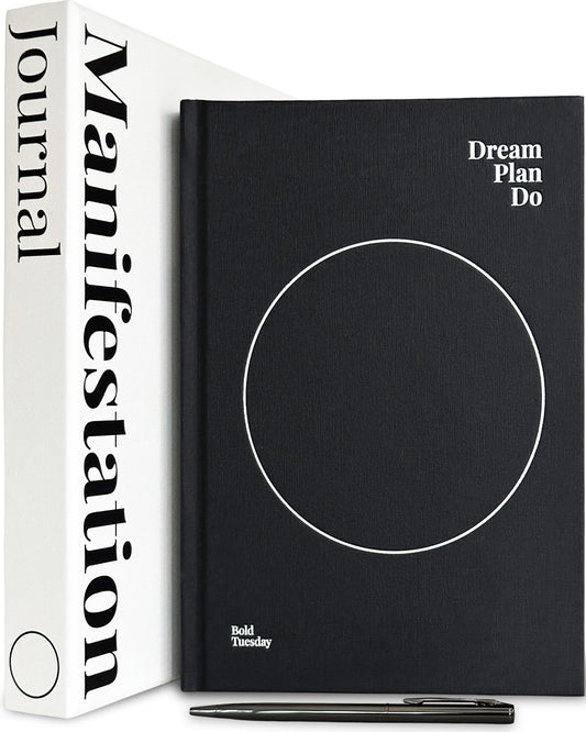 Manifestation Journal – 52-Week Undated Guided Law of Attraction Journal with Prompts, Habit Tracker, Vision Board, Goals & Reflection Tools | for Women & Men | Gift Box + Pen