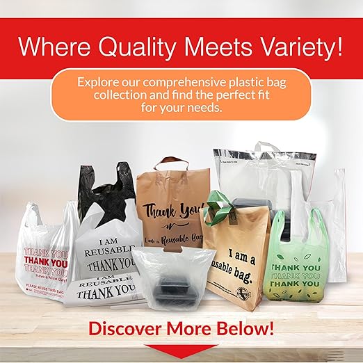Reli. Plastic Bags Thank You (1050 Count) | White Grocery Bags with Handles | Shopping (Plastic)