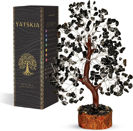 Black Tourmaline Crystal - Money Tree, Bonsai Tree, Black Tree, Tree of Life Decor, Chakra Tree of Life, Energy Gifts for Women, Crytals and Gemstones