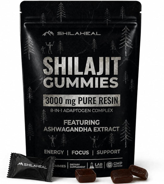 Shilajit Natural Himalayan Shilajit Gummies for Men & Women, High Fulvic Acid, Energy & Stamina, Immune Support, 85+ Trace Minerals, Lab Tested 100% Organic Berry, 60 Gummies