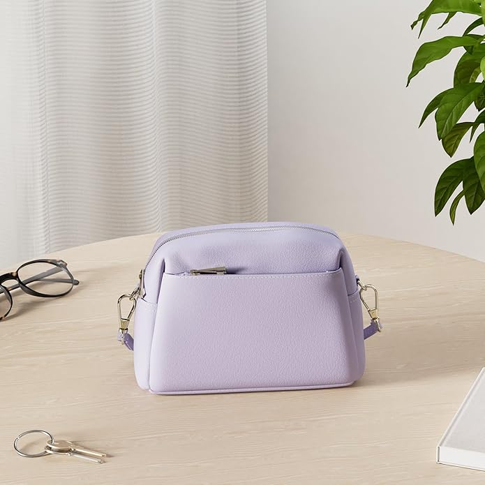 FashionPuzzle Triple Zip Small Crossbody Bag