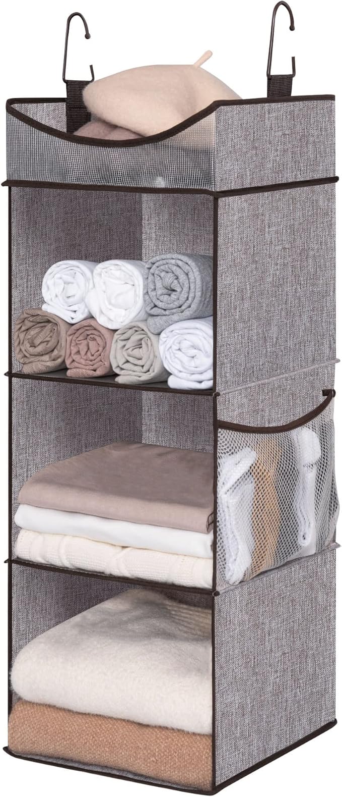 StorageWorks Hanging Closet Organizer, 3-Shelf Shelves with Top Shelf, 12" W x 12" D x 35 Â¼"H, Mixing of Brown and Gray