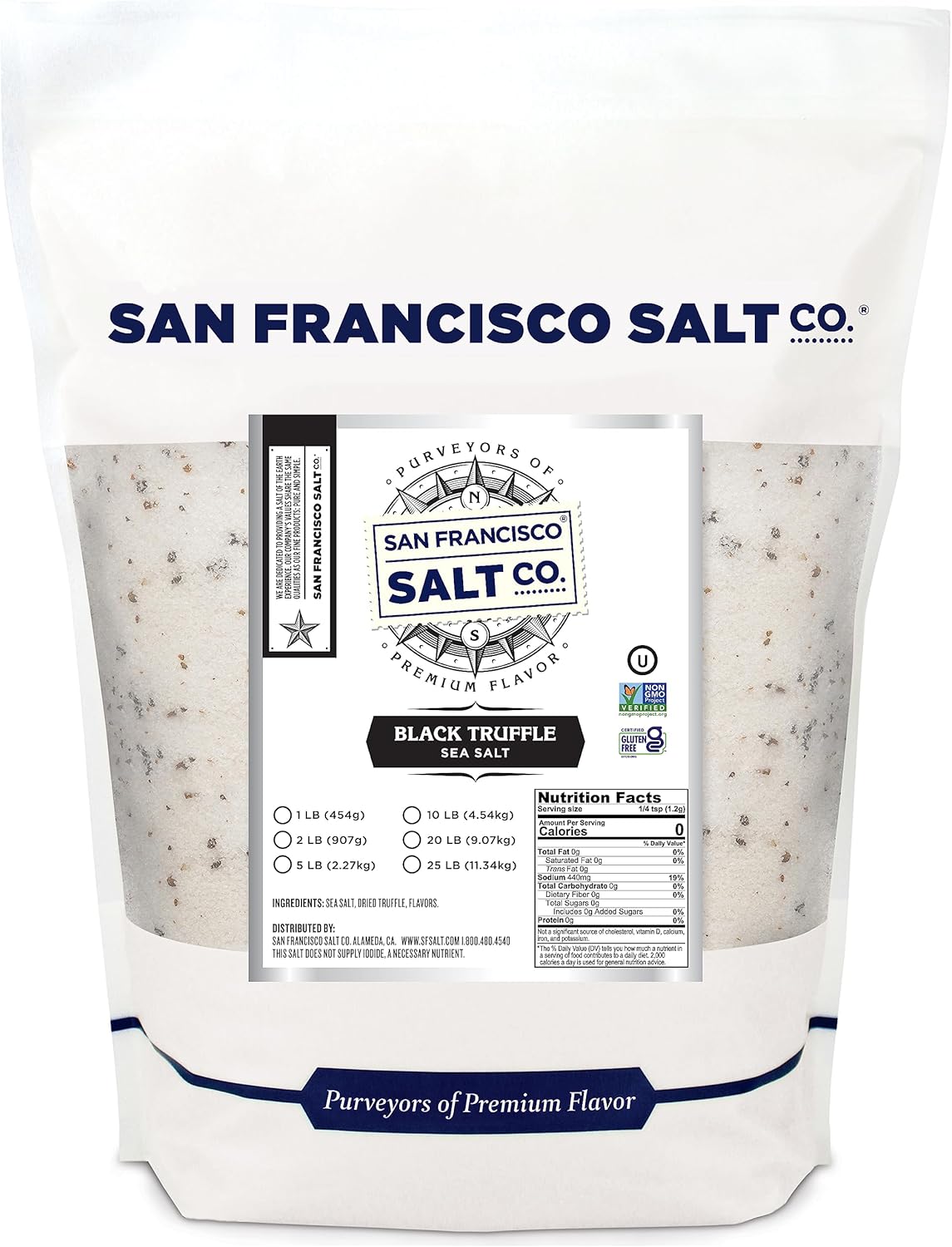 Italian Black Truffle Salt 1lb. Bulk Bag by San Francisco Salt Company