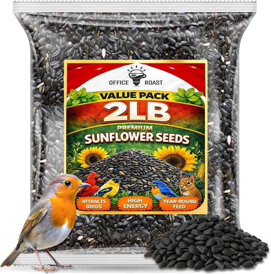 Office Roast Premium Black Sunflower Seeds – | 2 LB Bulk Value Pack | Natural Wild Bird Seed for Backyard Feeders, High-Energy Food for Songbirds