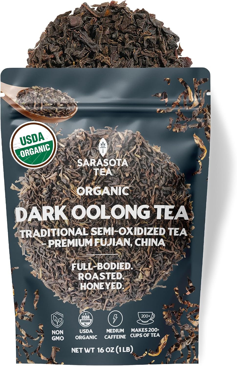 Organic Oolong Tea Loose Leaf 16oz Bulk | 100% USDA Organic Chinese Oolong Tea | Premium Semi-Oxidized Full Leaf | Smooth, Floral & Toasted Flavor | High Antioxidants | Energy & Metabolism Support | Hot or Iced | Non-GMO