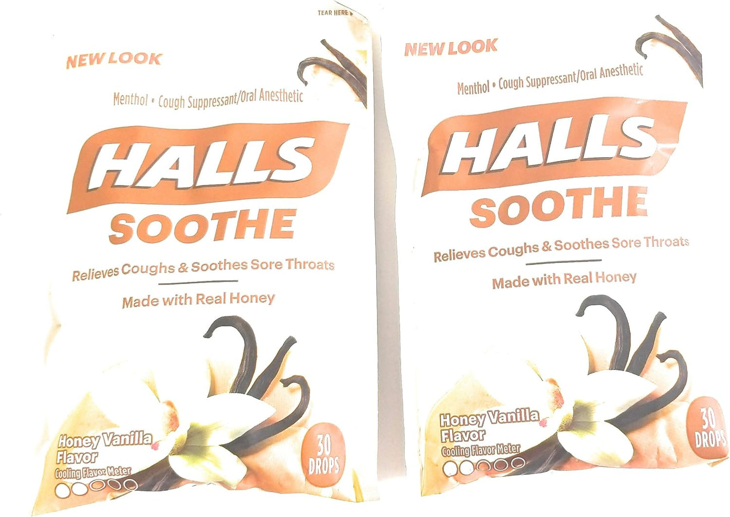 Halls Soar Throats Cough, Honey Vanilla, 30 Drops (Pack of 2)