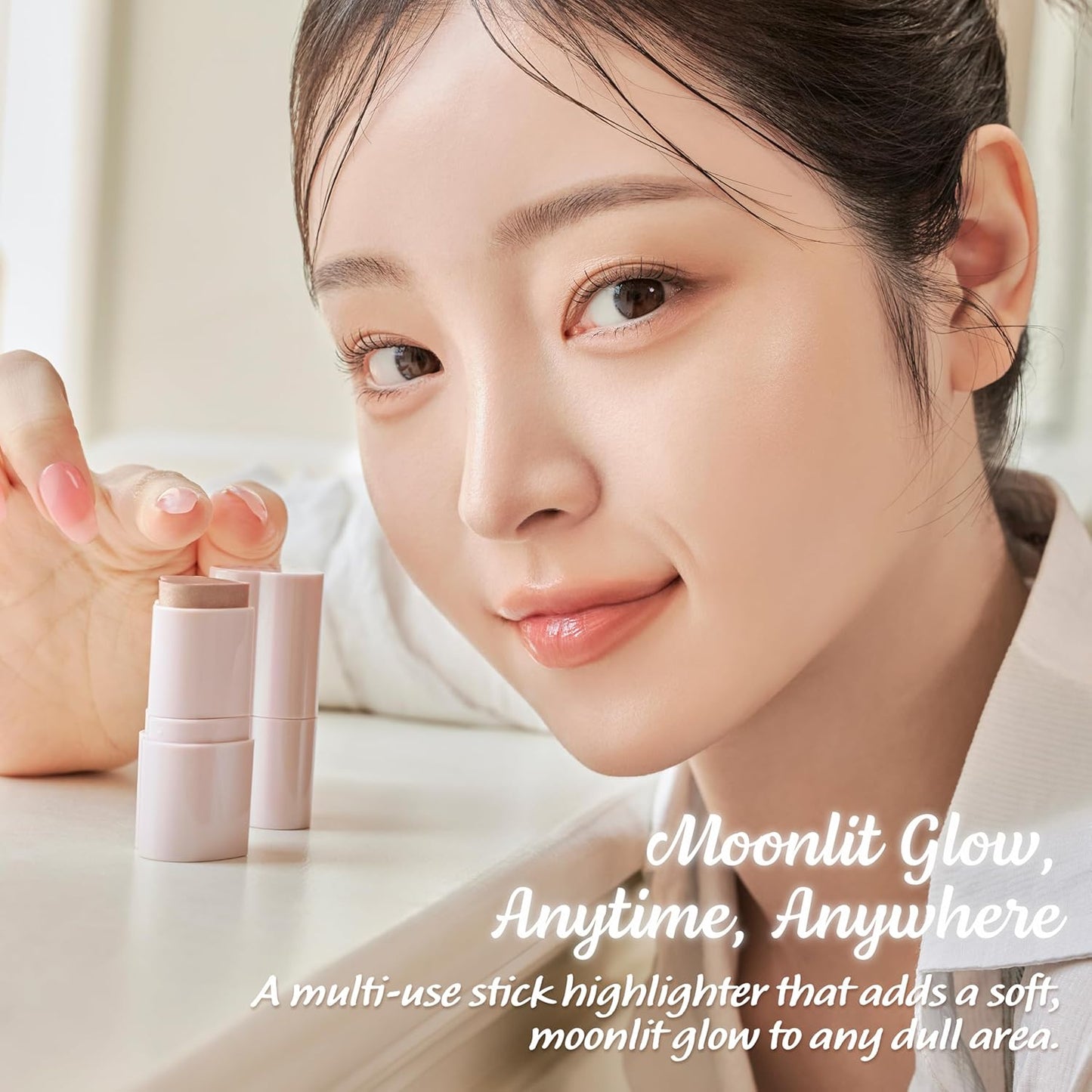 Touch in Sol In My Heart Stick (Moonlight Beam) – Cream Highlighter Stick for Eyes, Lips & Cheeks – Korean Makeup Glow Stick – Long Lasting, Multi-Use Highlight for Natural Radiance, K beauty, 0.12 Oz