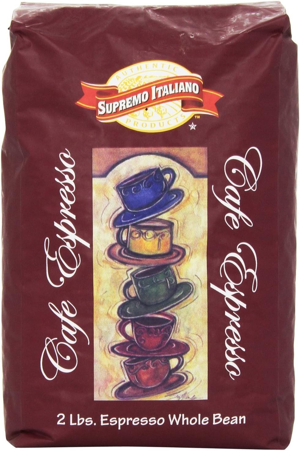 Supremo Italiano Cafe Espresso Whole Bean Coffee 2 Lb (8 Pack)