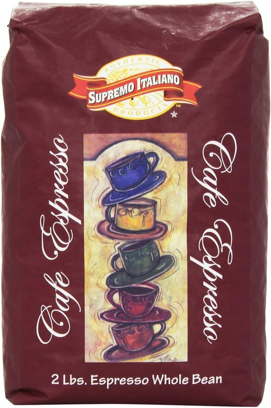 Supremo Italiano Cafe Espresso Whole Bean Coffee 2 Lb (8 Pack)