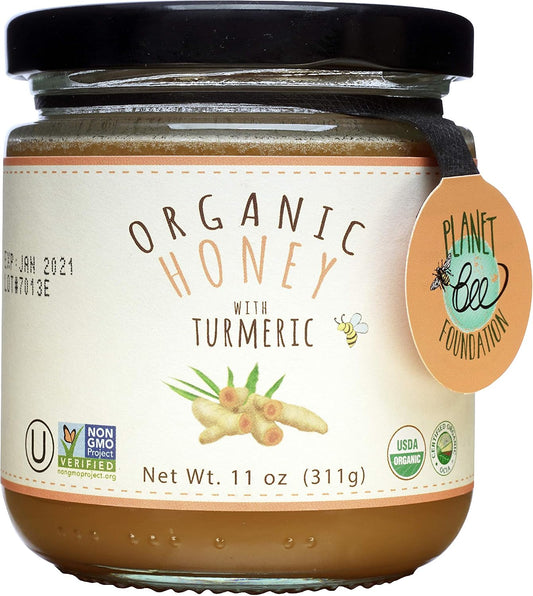 GREENBOW Organic Honey with Turmeric - 100% USDA Certified Organic, Non-GMO, Gluten Free, Certified GMP, Whole Food – 11oz (311g)