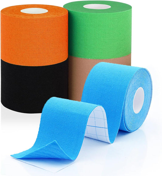 5 Rolls Kinesiology Tape for Knee Shoulder,16.4ft Adhesive Sports Tape Waterproof Athletic Tape for Sports Uncut Kinetic Tape for Support and Recovery Cotton Elastic Muscle K Tape 5 Colors